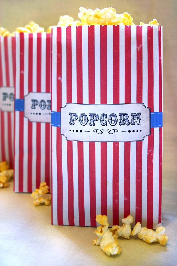 Popcorn Bag Printable Template - Vintage Circus Kids Birthday Party - DIY PRINTABLE FILE by Sassaby Il_170x135