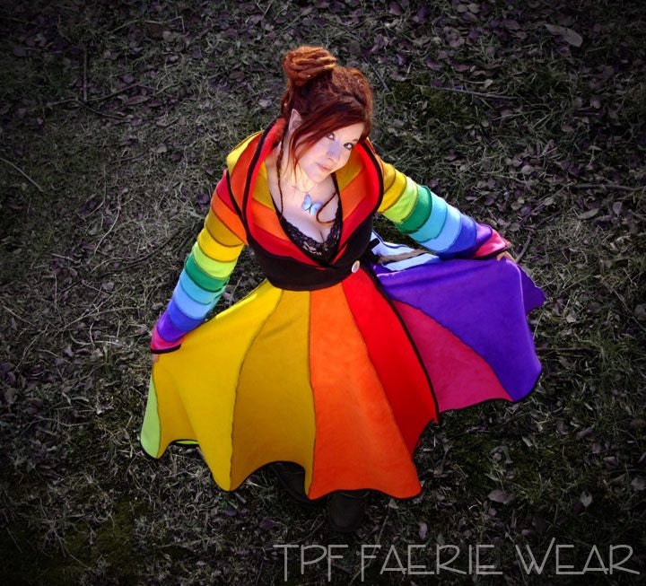11 colour Rainbow Full length Fleece 'Tournedot' Jacket