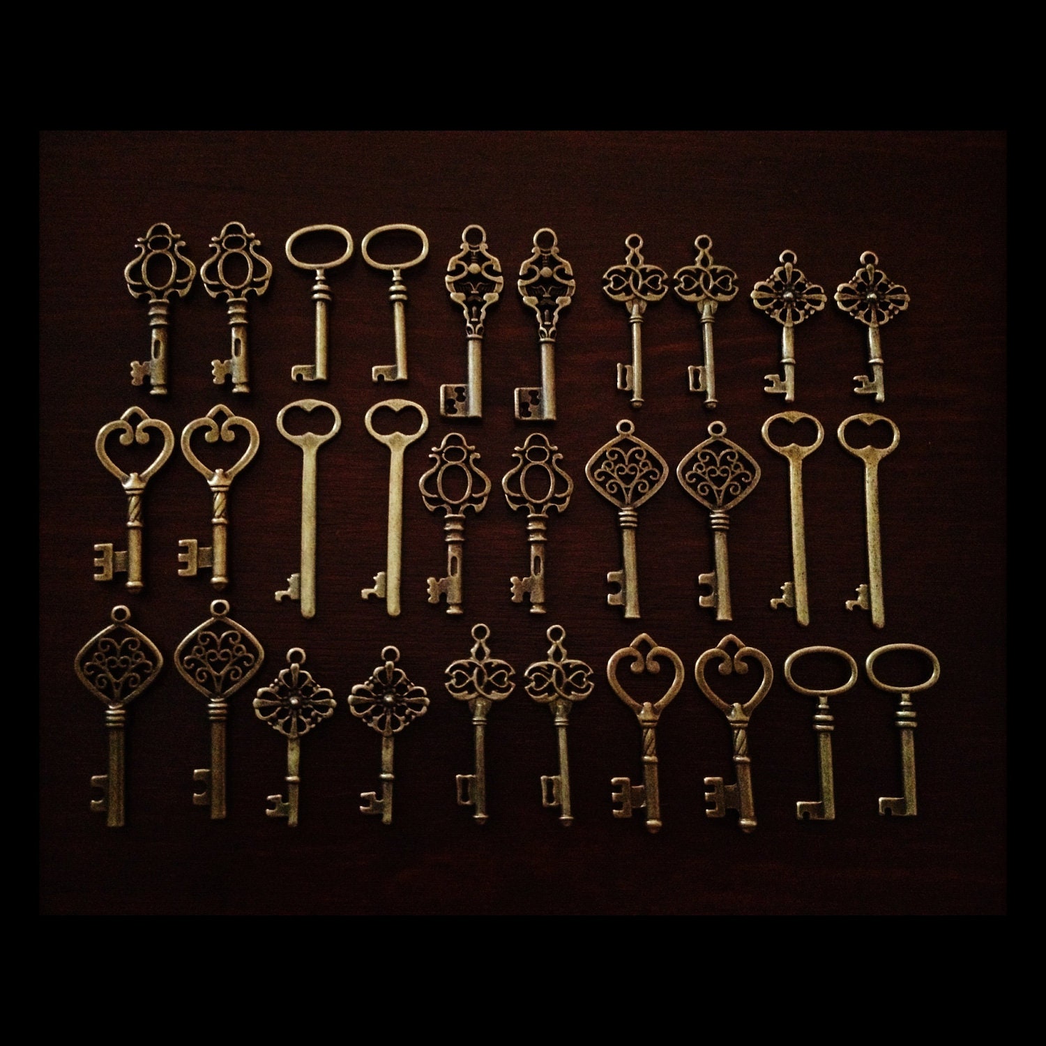 Keys to the World - Skeleton Keys - 30 x Vintage Keys Antique Bronze Brass Skeleton Key Skeleton Keys Set