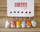 Cupcake Wine Glass Charms - Set of 6