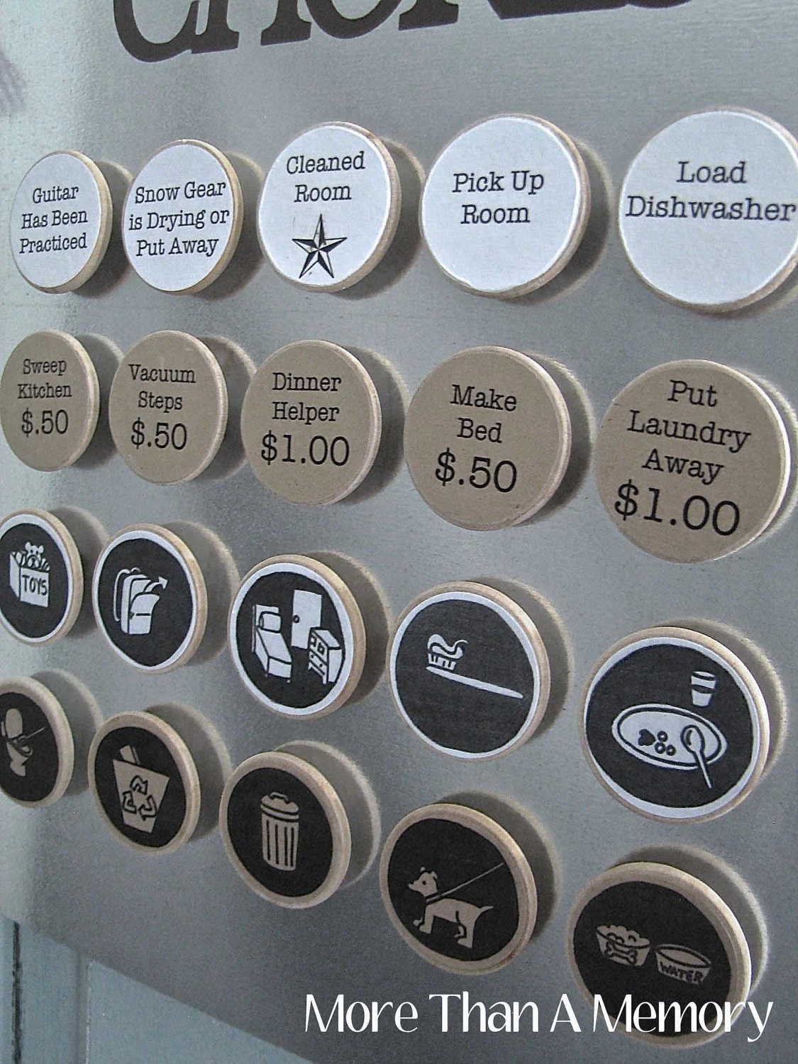 Set of (10) CUSTOM Chore Magnets: Custom Chore Chart System