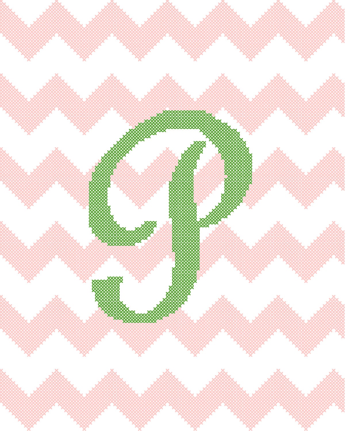 Chevron Cross Stitch Pattern with Initial(s) of your Choice