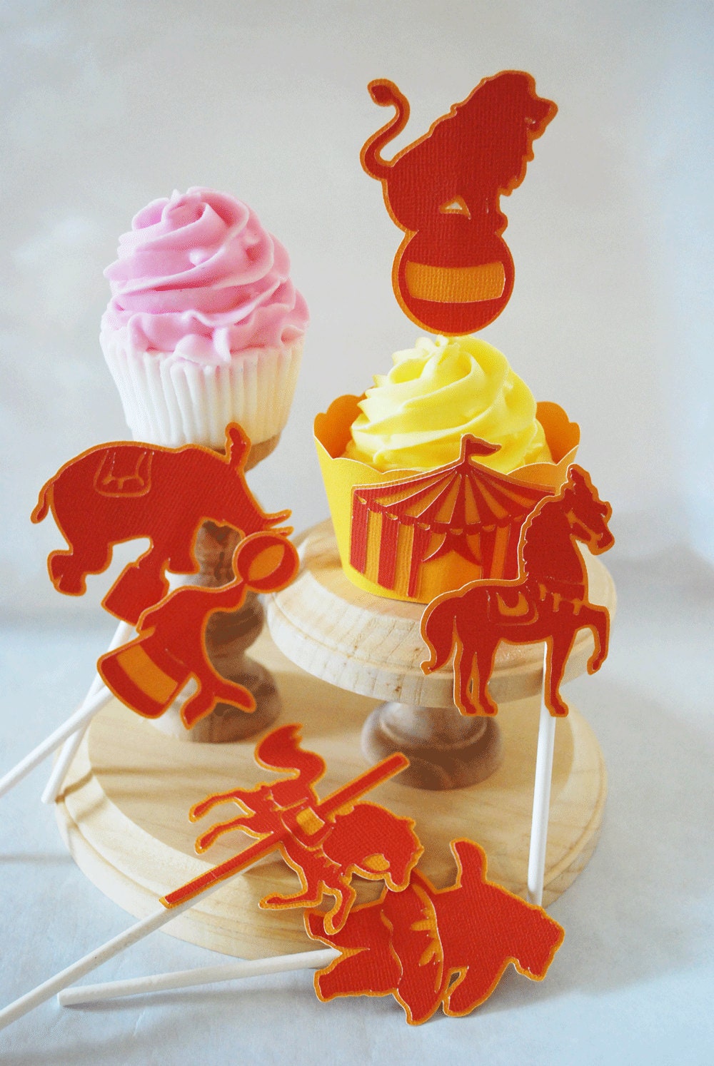 Vintage Circus Cupcake Toppers Set of 12  By Your Little Cupcake
