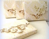 Fancy Favor Boxes-Wedding favors table decor Ivory and antique gold pearlescent handmade paper goods