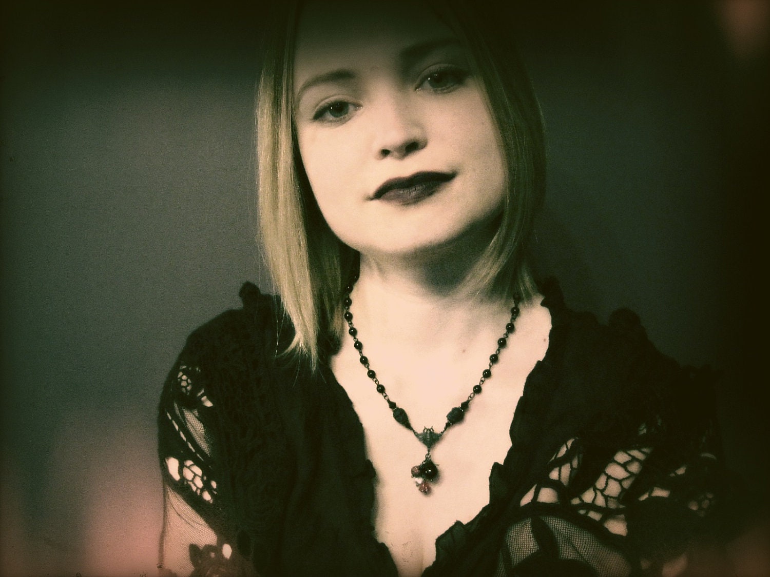Flying Ointment Rosary, Gothic Black Botanical Rosary Necklace for the Wiccan Hedge Witch.