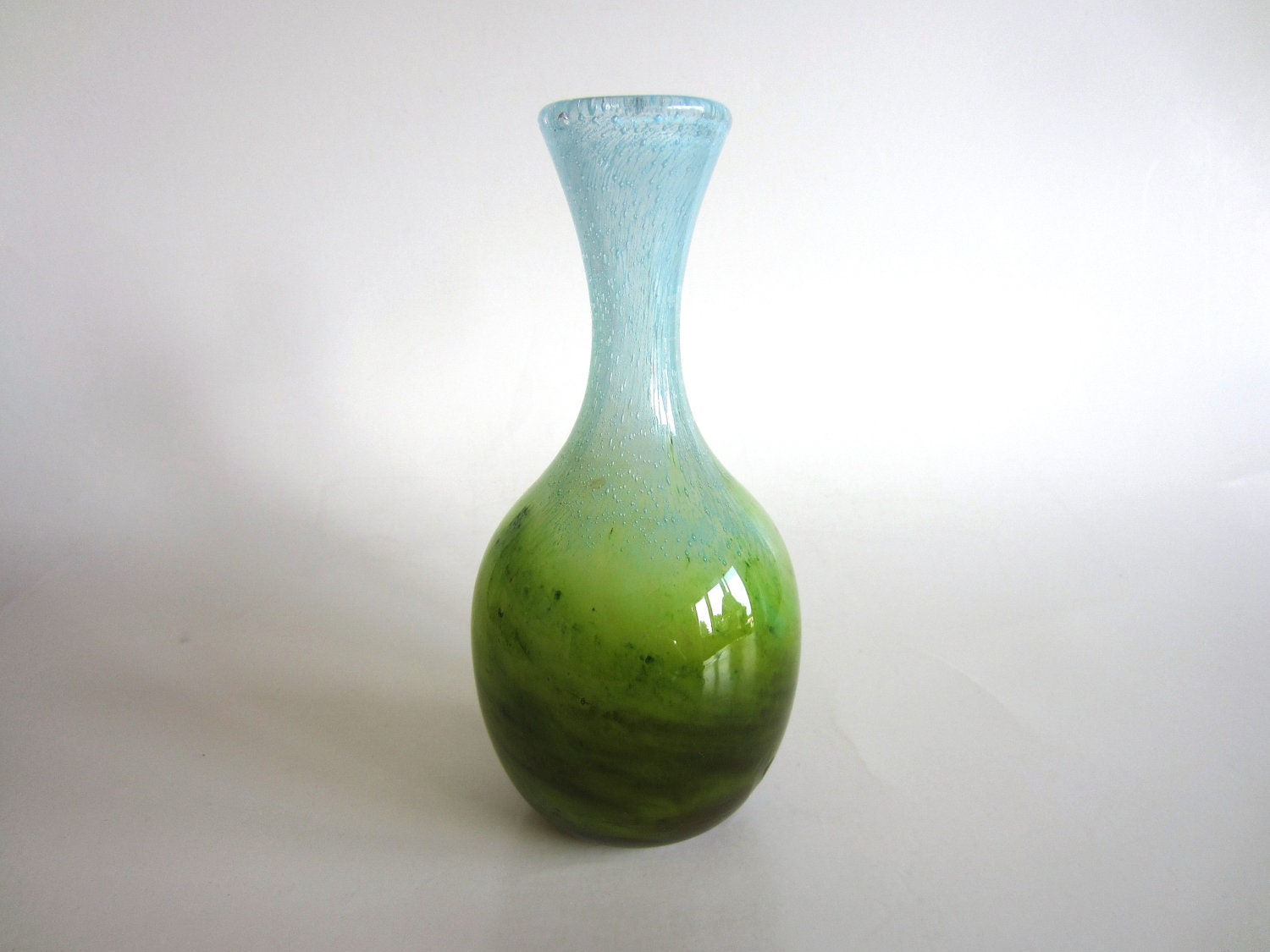 Ekenas Sweden Vase by John Orwar Lake Scandinavian Glass Rare Blue and Green Signed Collectible