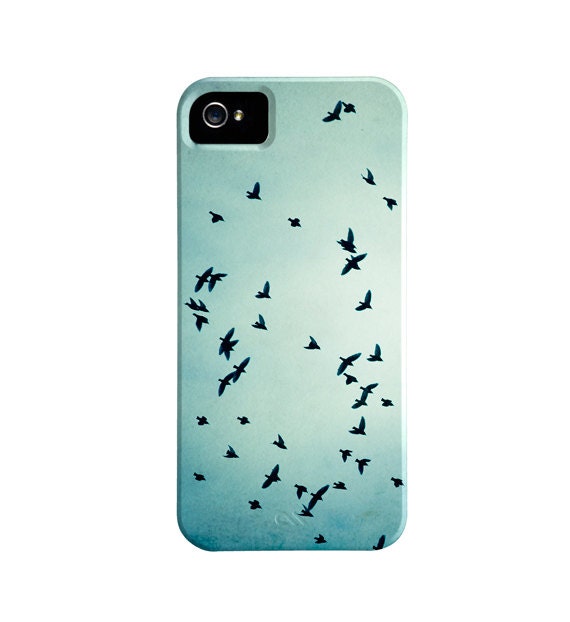 Bird iPhone Case - birds flying iphone 5 case blue - cute iphone 4s case - sky black bird iphone 4 case - bird iphone 5 cover