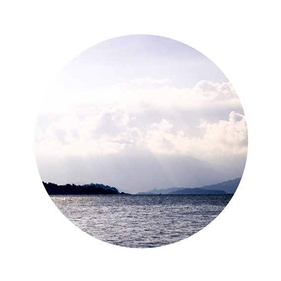 Ocean landscape photo 20x20cm (8x8 inches) Sky clouds photo Sea Navy Blue grey photo Wall decor