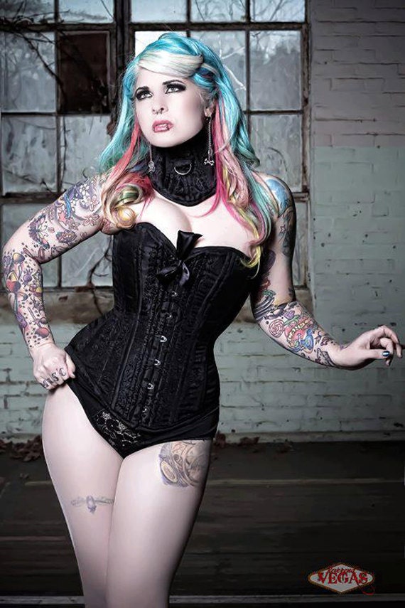 Skull Brocade Over Bust Corset