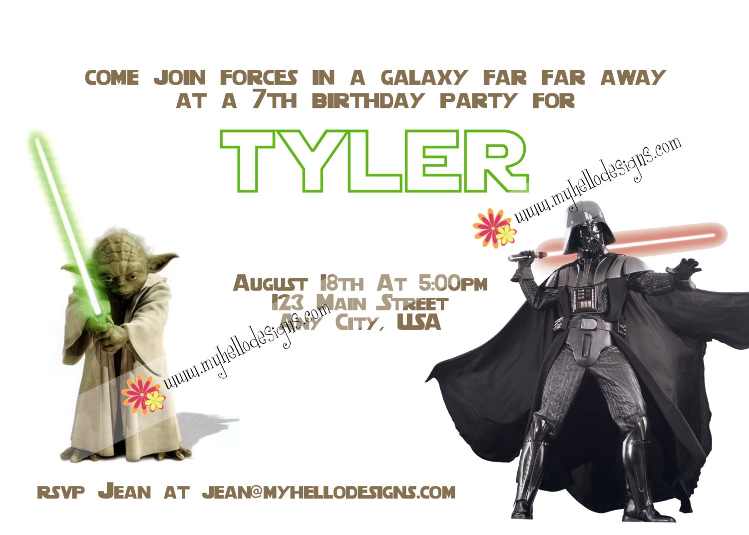 Birthday Invitation: Star Wars Darth Vader & Yoda