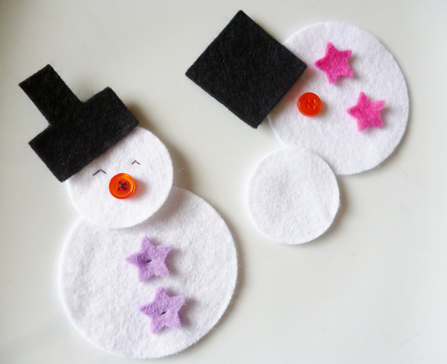 Felt snowman make your own set of four DIY craft kit childrens crafts make your own kit