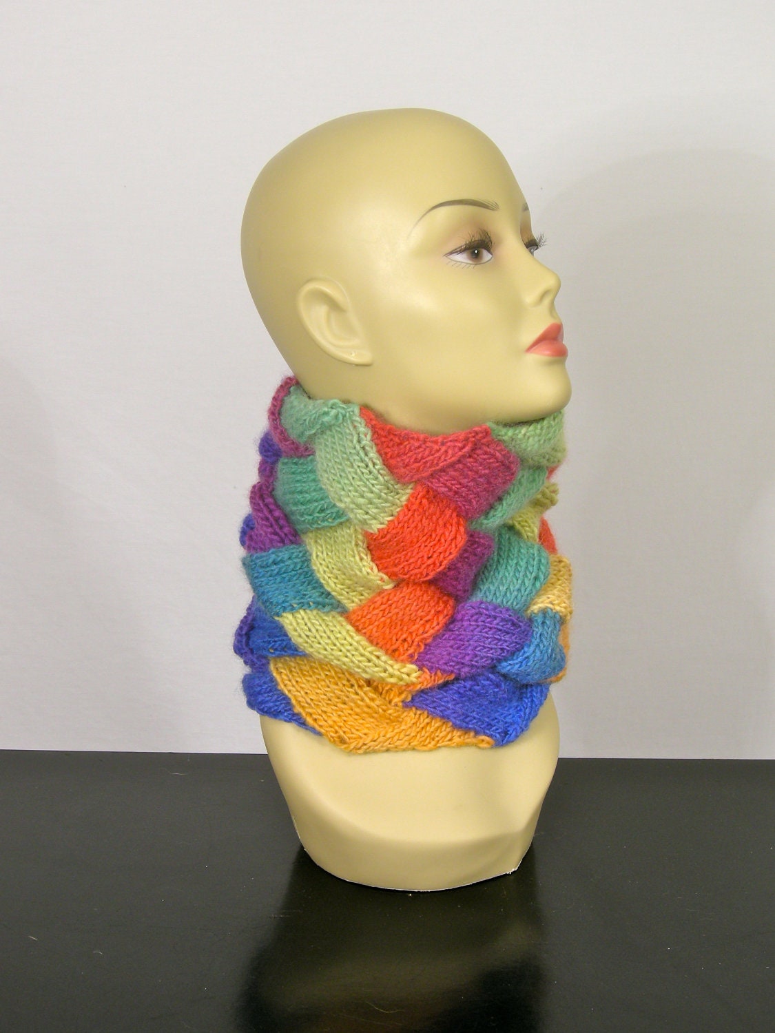 Rainbow Entrelac Cowl - neckwarmer