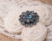 Something blue bridal kepsake rosette lace garter with rhinestone accent