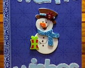 Hamiltons Handmade Blue Snowflake Frosty the Snow Man Winter Wonderland Warm WishesChristmas Card