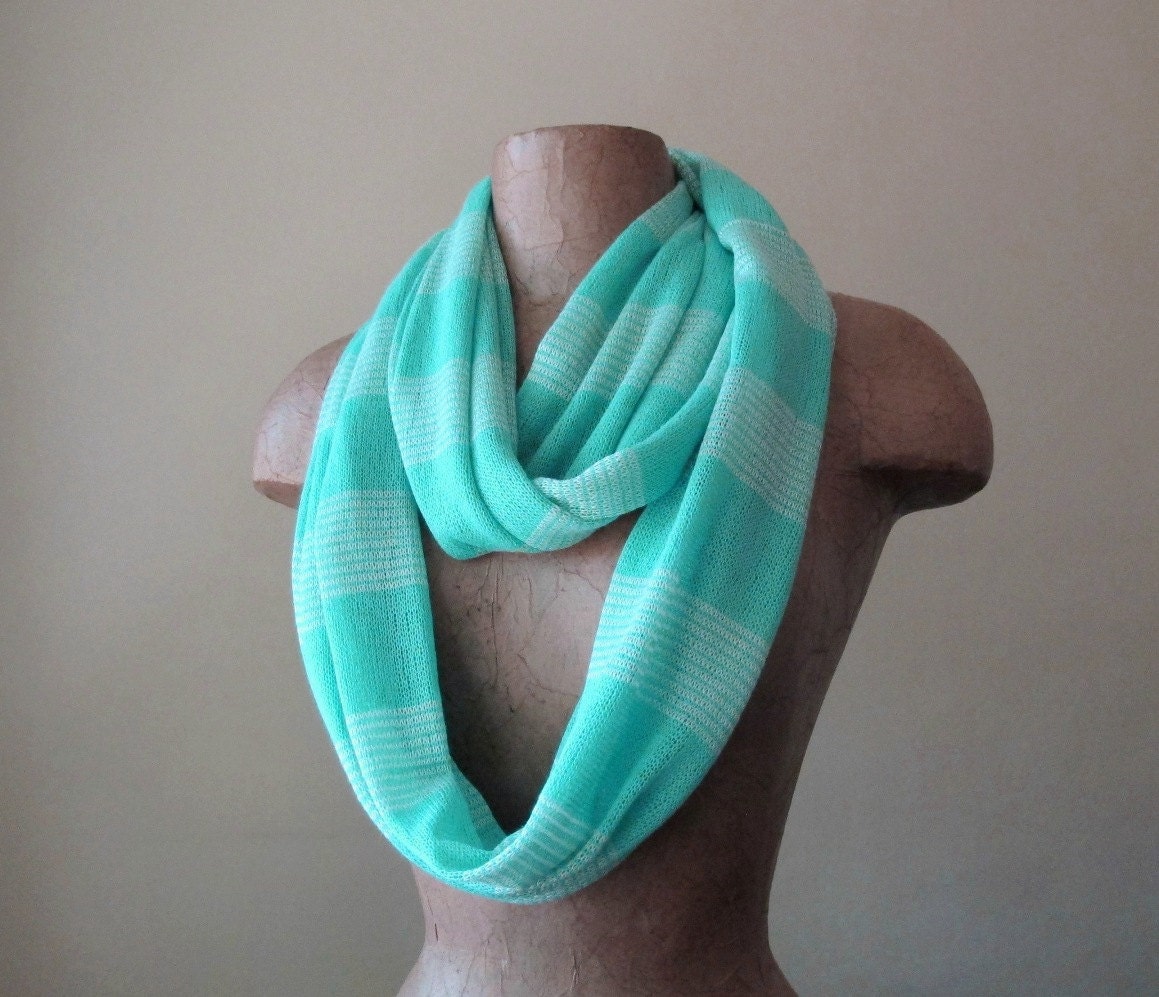 Aqua Blue Sweater Scarf - Lightweight Knit Circle Scarf - Mint Blue Infinity Scarf, Loop Scarf, Eternity Scarf