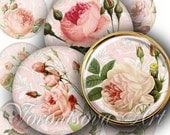 Pocket mirrors images VINTAGE ROSES 2.5 inch circles digital collage sheet printable for magnets, cupcake toppers, scrapbook v86011