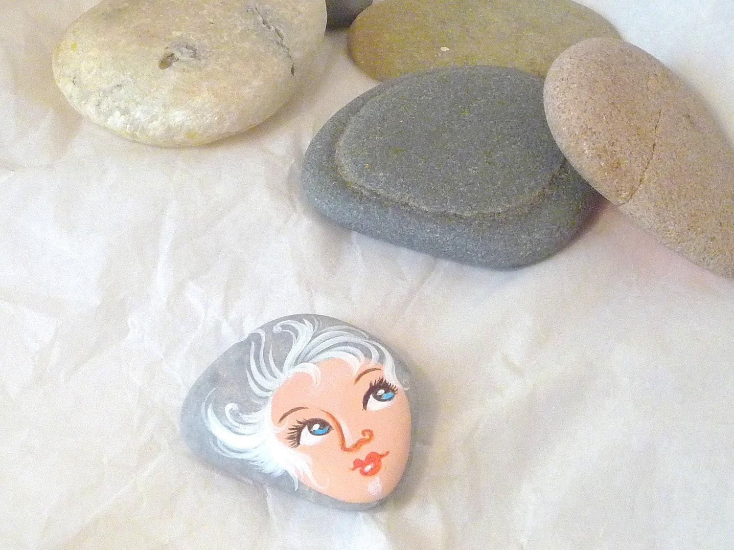 Painted stone. original handmade painting on stone. Beach pebbles art