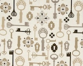 Lock & Key WIDE LAMINATED cotton (aka oilcloth, coated, sllicker) fabric Secret Garden yard yardage BPA free