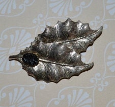 Vintage Coal Miners Daughter Double Silver Tone Leaf Brooch