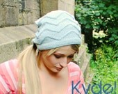 Hat Beanie Slouchy Blue Hand Knit Womens Slouched Winter Accessories Fall Autumn Fashion