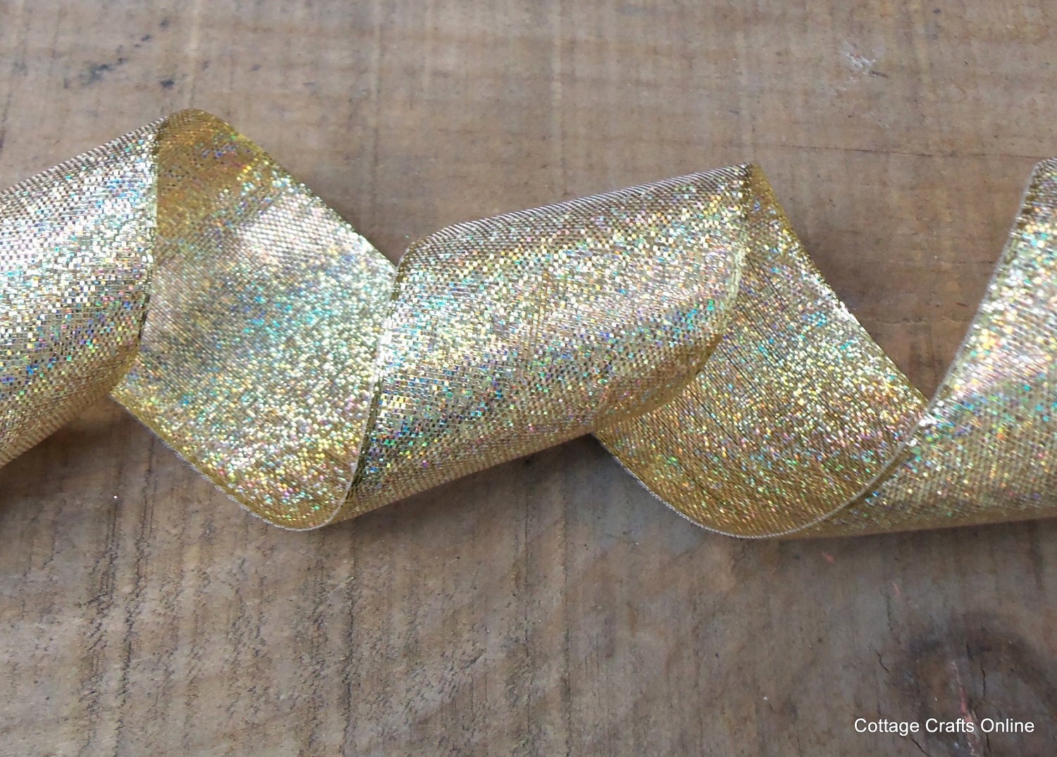 Ribbon 1 1/2" Metallic Gold Lame 3 yards Offray "Goldcoast" Gold