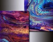 5x7 Print Set: Jewel Toned Abstract Giclees Blue Magenta