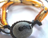 Beaded Bracelet with Beaded Loop Clasp and River Rock Button