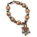 Copper Bracelet Blue Bracelet Trefoil Charm Lampwork Glass Bead B-87-L