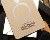 Will You Be My Bridesmaid, bridesmaid card, letterpress wedding cards on kraft paper