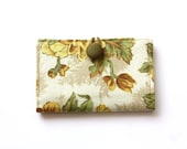Business Card Case, Honey Yellow Floral Card Holder, Credit Card, Gift Card, Green, Cream - AppleWhite