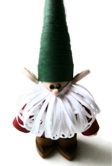 Scandinavian Christmas Nisse Ornament Paper Quilled - White Beard