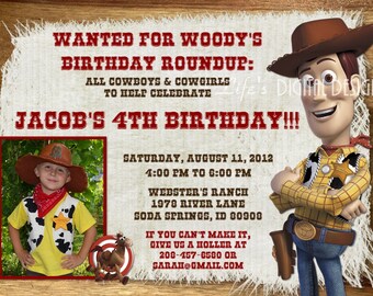 Toy Story Birthday Invitation Woody Bullseye Photo Option Customizable Printable