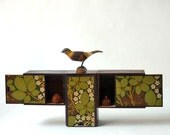 Wall cabinet, arts and crafts style tansu shelf from upcycled wooden cigar boxes