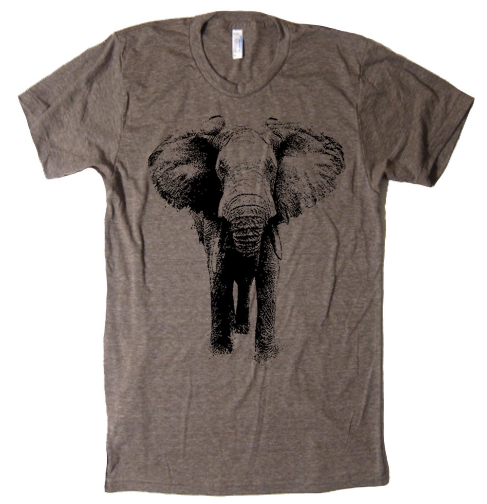 Mens Elephant Charging T Shirt - American Apparel Tshirt - XS S M L XL and XXL (26 Color Options)