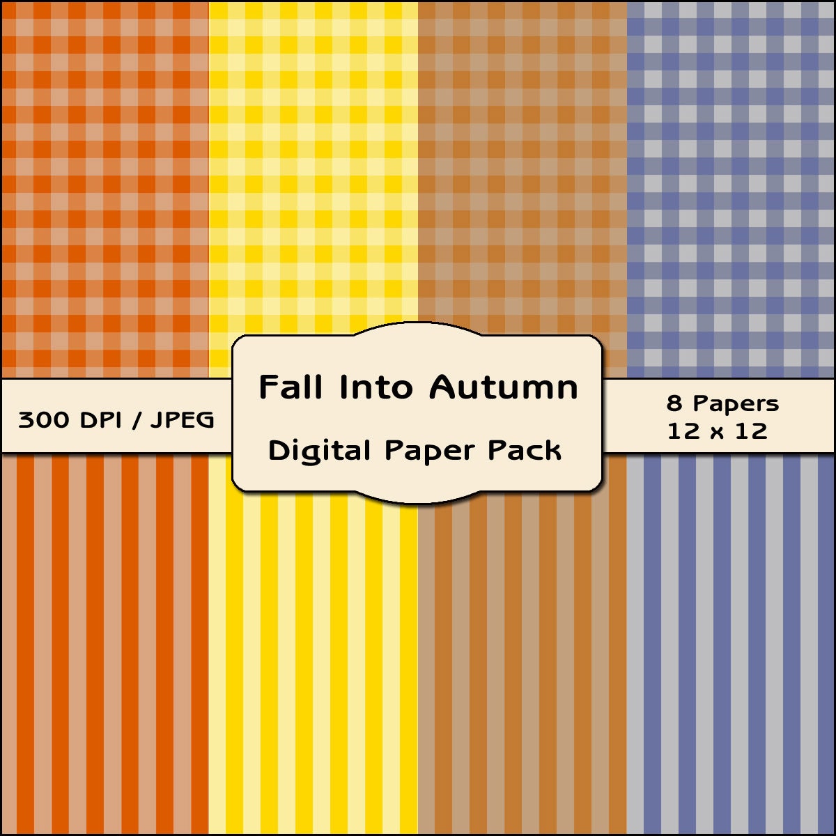 Fall Into Autumn Digital Paper Pack - Digital Scrapbooking Set, Fall Backgrounds, Autumn Backgrounds