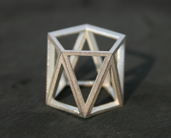 SKELETON TALL - Sterling silver faceted modern geometric 3D printed ring