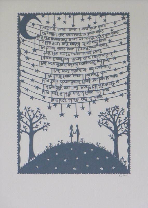 The First Time Ever I saw Your Face -  hand cut paper cut