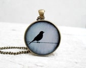 Grey Blue Bird Pendant Necklace, Nature Bird Pendant,Super Sweet Gift - Jugosa
