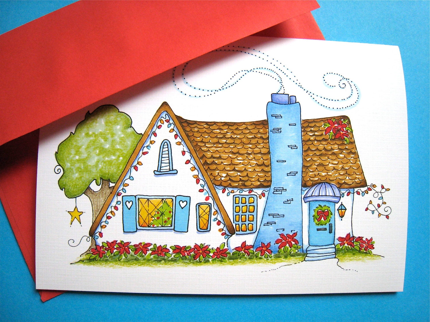 Cozy Christmas Cottage, Christmas Card, Home for the Holidays