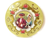 Vintage Enameled Tin Candy Box Shabby Chic Yellow England 70's (item 6)