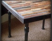 Modern Industrial Reclaimed Rustic Night Stand - Side Table - Coffee Table with Steel Pipe Legs