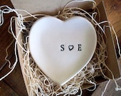 wedding ring holder, ring dish, engagement, anniversary, Heart Shaped,  Black and White Pottery,  Gift Boxed, Made to Order