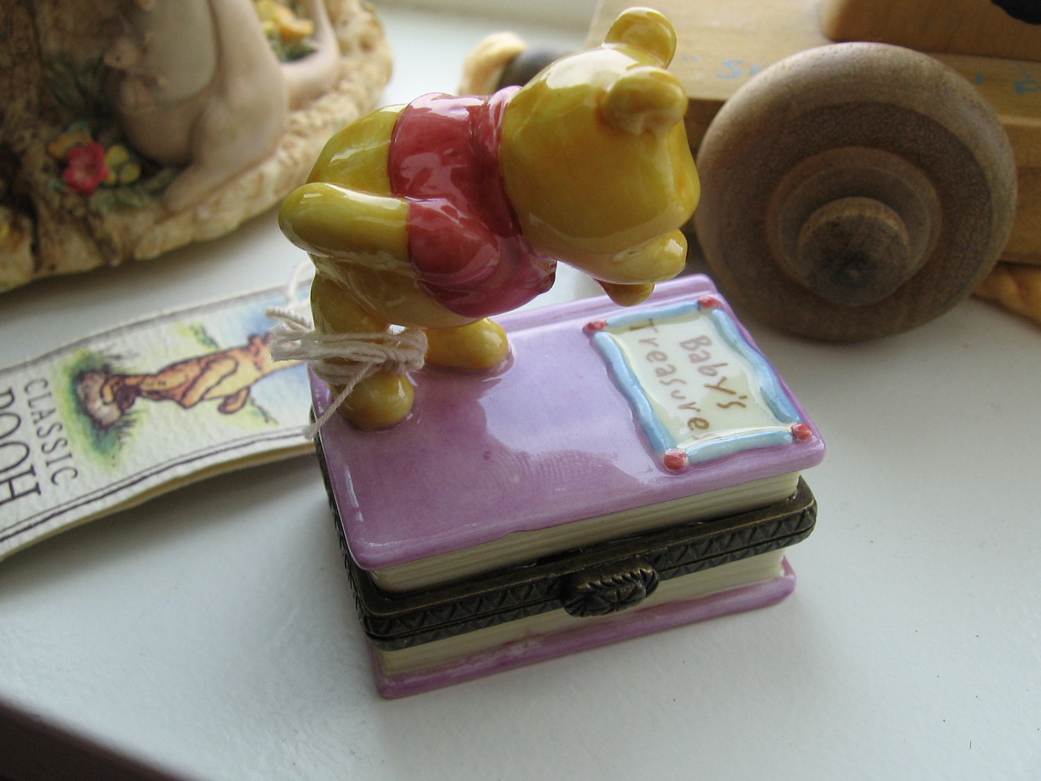 Classic Pooh Porcelain Hinge Box- Baby's Treasures
