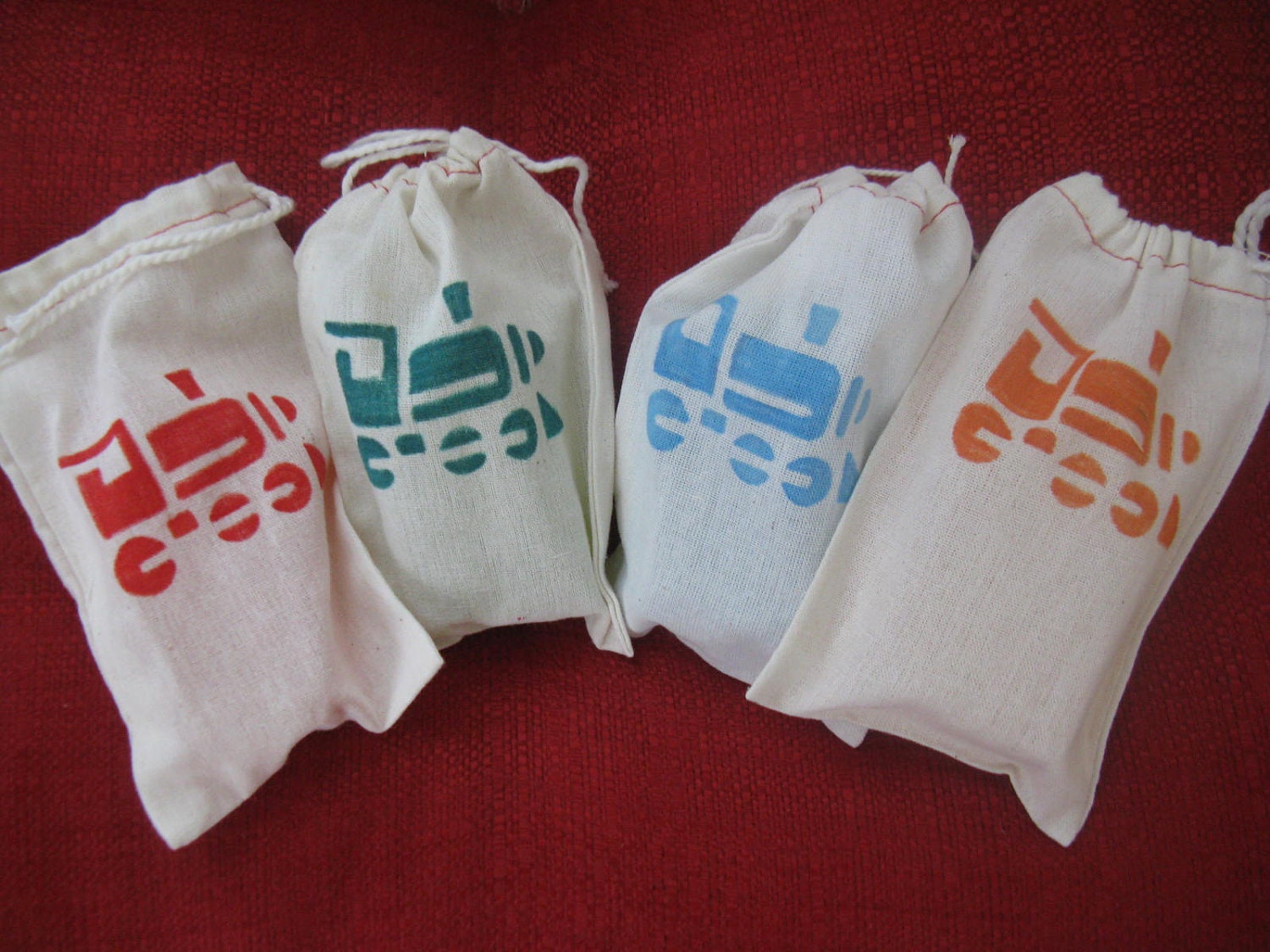 20 Linen Favor Bags for Train themed Parties