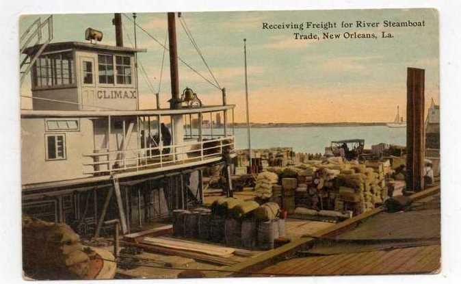 Postcard New Orleans steamship docks vintage ephemera