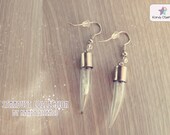 Crescent Moon Earrings. Bottle Earrings. Fang tusk bottle moon. Stardust collection by kandy disenos