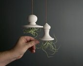 Two Hanging Air Planters - Small Handmade Ceramic - Tillandsia Air Plant