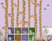 REUSABLE Birch Tree Wall Decal - Bird Wall Decals -  T129SWA