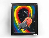 Nyan Cat Art Print, Cat Meme Artwork, 8x10 Wall Art, Animal Illustration, Rainbow Print, Poptart Cat