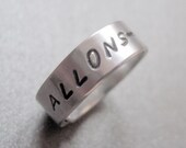 Doctor Who Inspired Skinny Ring - Allons-y- Hand Stamped Aluminum Wraparound Ring